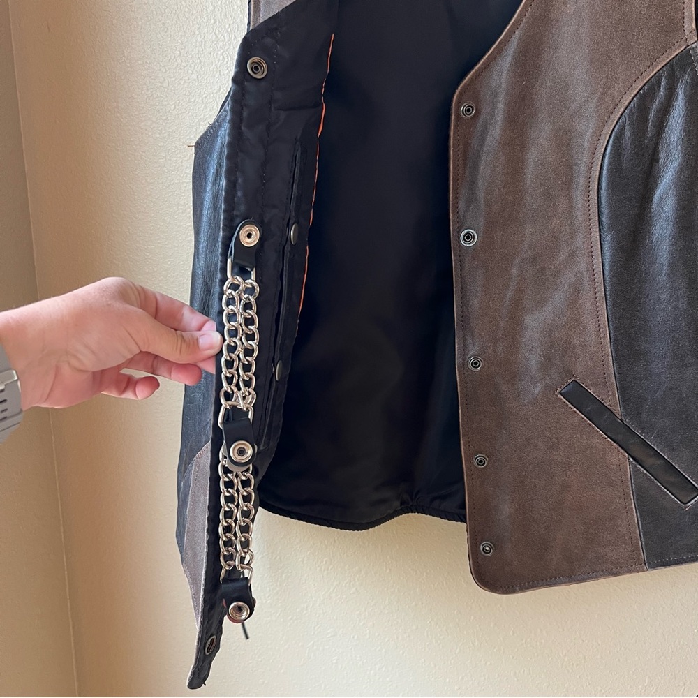 Daniel Smart Vest Womens XL Two-Toned Leather Side-Laced Conceal Carry Chains - Picture 4 of 15